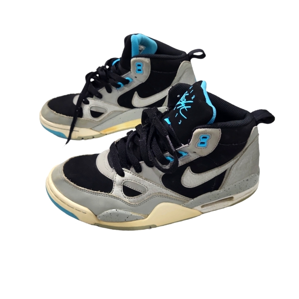 Nike Air boys Nike Air Flight 2013 black Turquoise athletic sneakers, 6Y